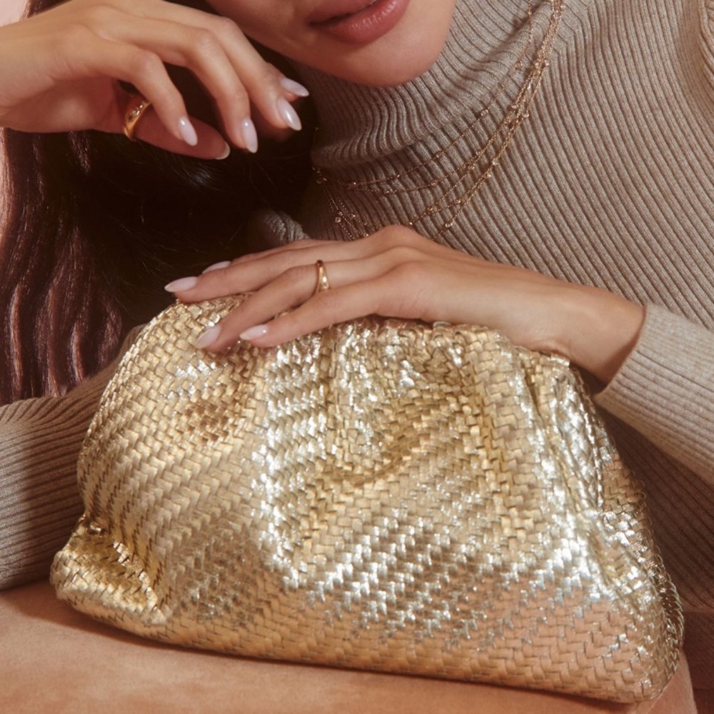 Maeve Metallic Gold Mesh Crossbody Bag - Picture 3 of 8